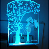 MultiColor acrylic and plastic romantic couple night lamp, laser-engraved 3D illusion design, ideal for living room, bedroom decor